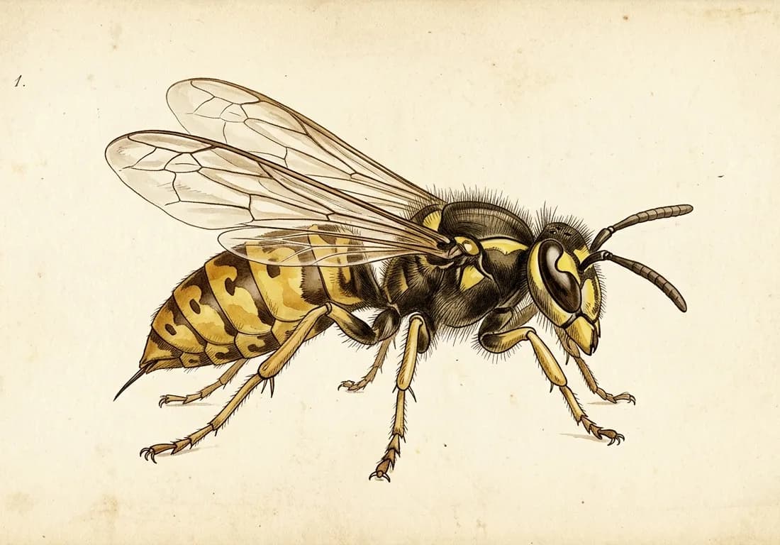 Planche entomologique de guêpe commune