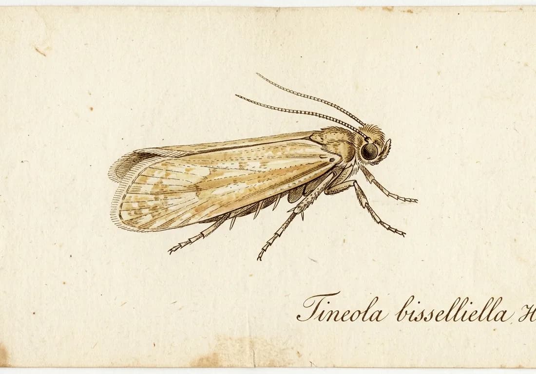 Planche entomologique de mite textile