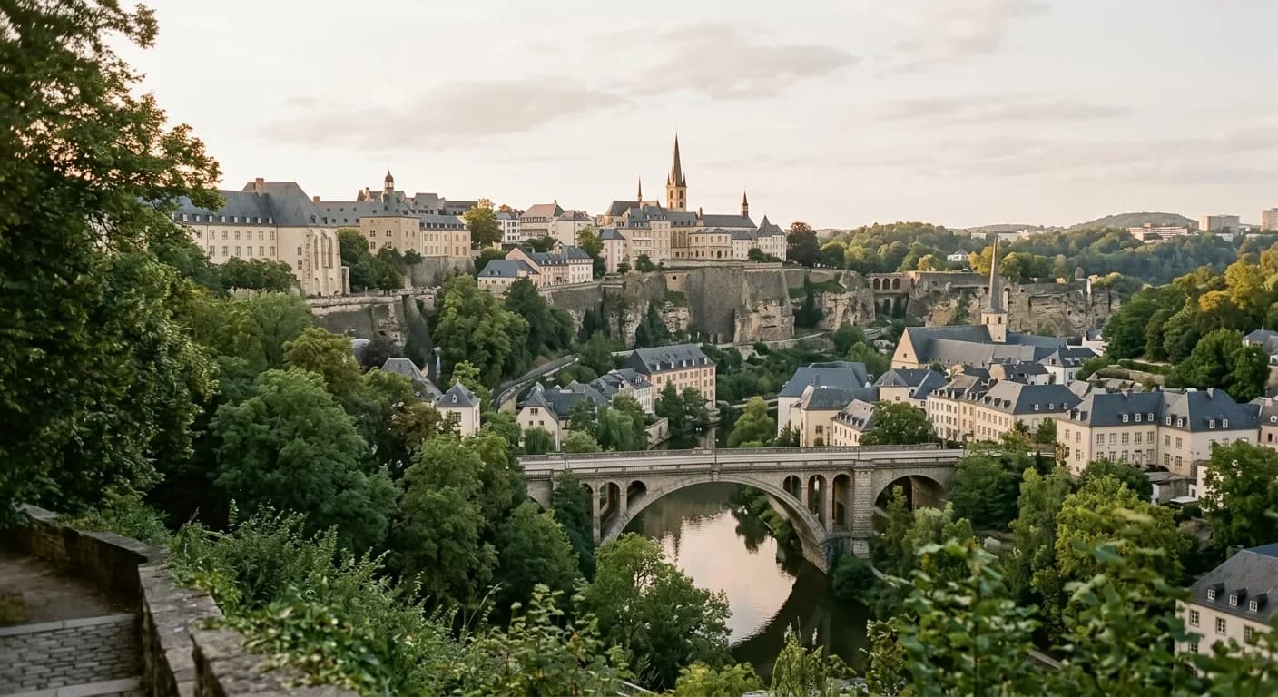 Skyline de Luxembourg-Ville au coucher de soleil